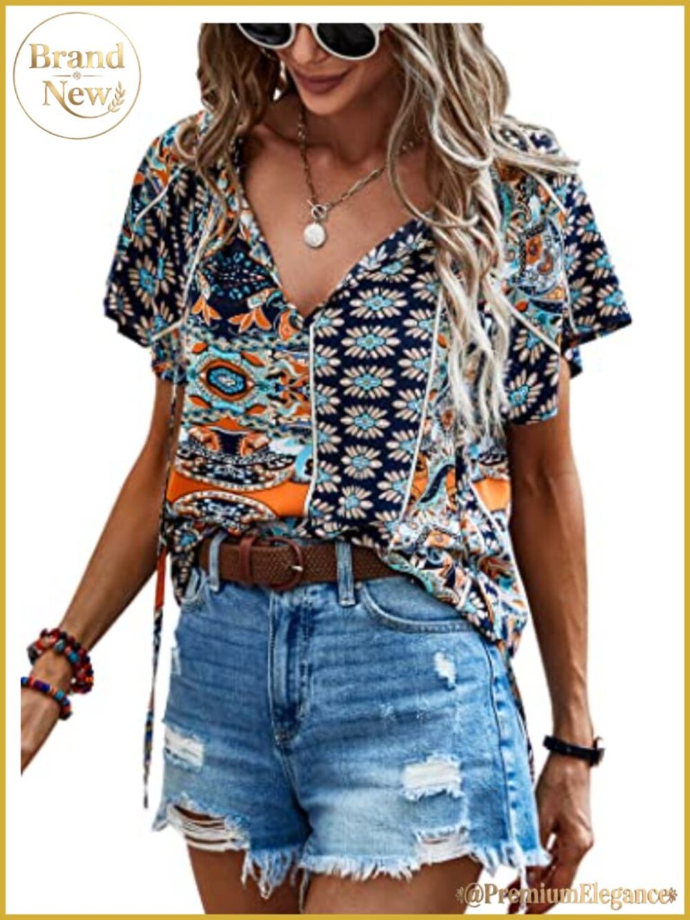 Womens Floral Print V Neck Ruffle Short Sleeve Tunic Top Blouse